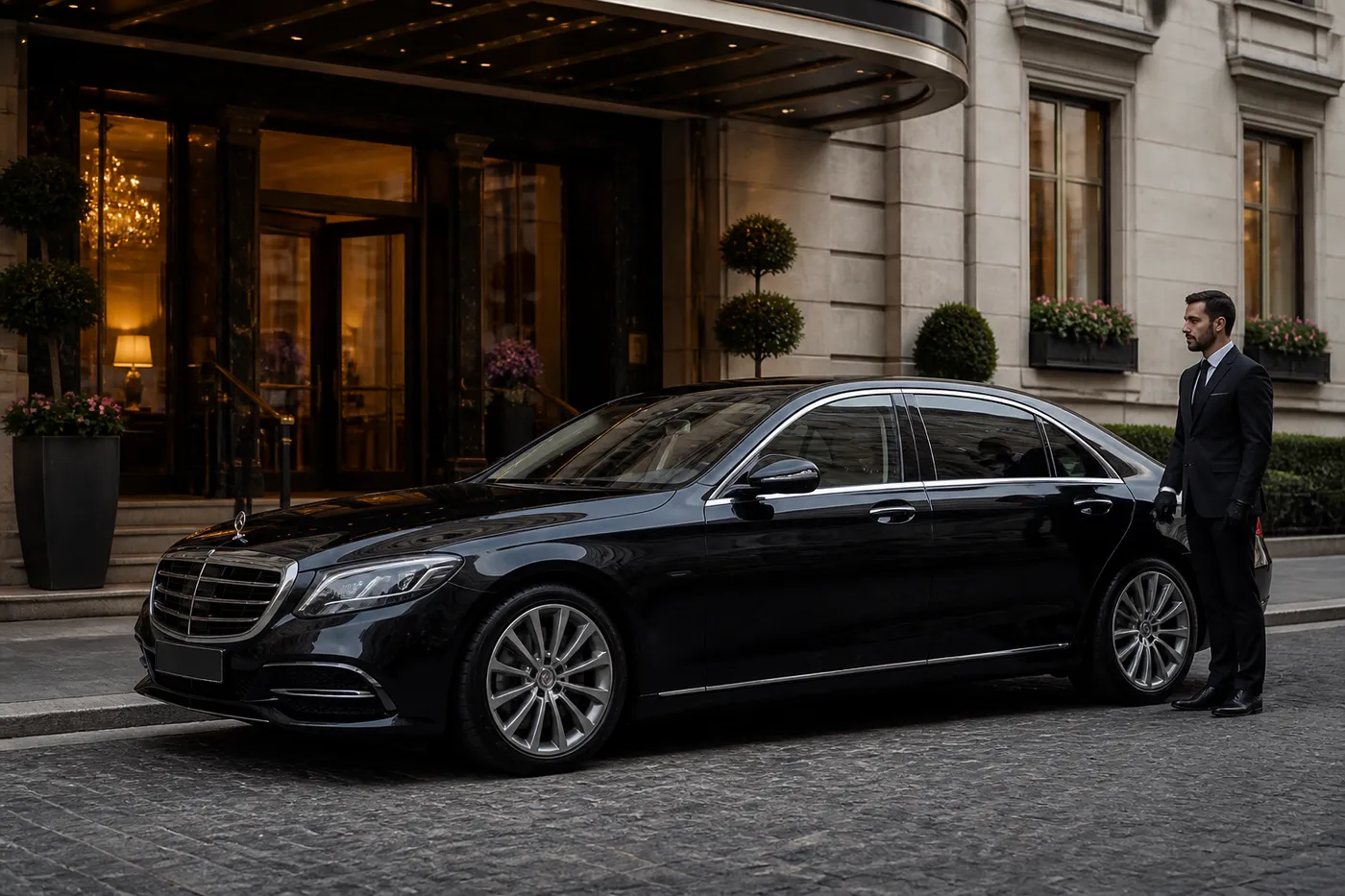 An executive saloon holding at a hotel entrance between roadshow stops